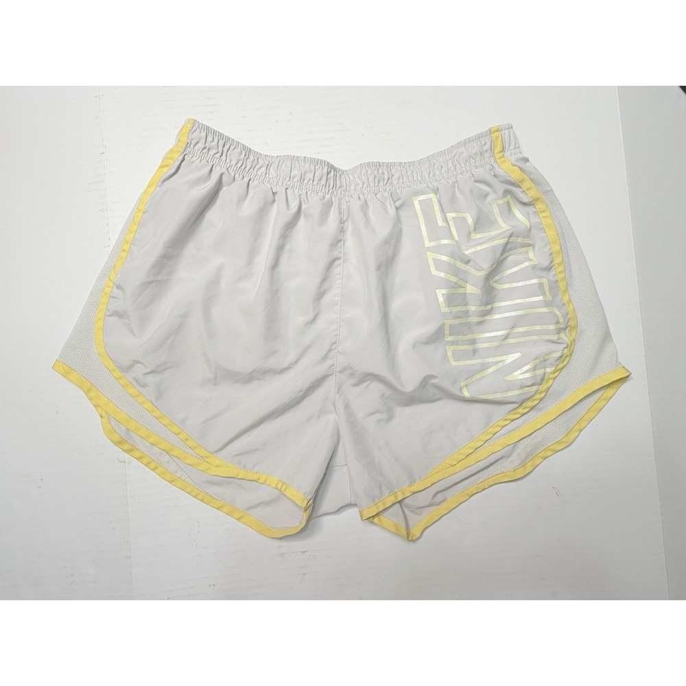 Nike Dri-FIT Running Shorts Women's XL White Yellow Lined Athletic 3" Inseam